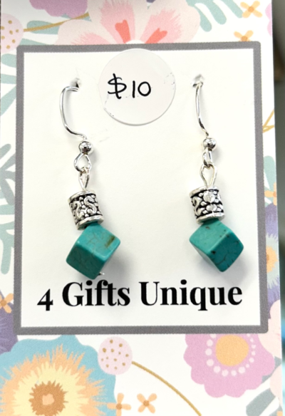 Silver Turquoise Cube Earrings