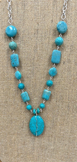 Silver Multi Shape Turquoise Necklace