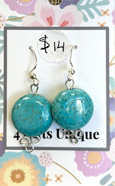 Silver Coin Turquoise Petal Wrap Earrings