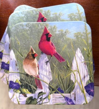 Cardinal with Morning Glories Coaster