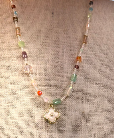 Gold Pastel Crystals Necklace