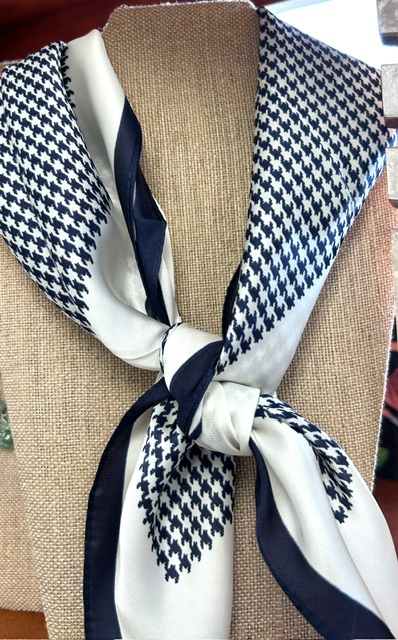 Navy Houndstooth Scarf
