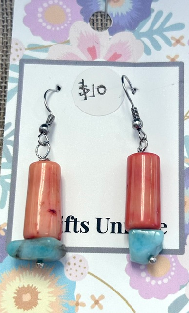 Coral & Amazonite Earrings
