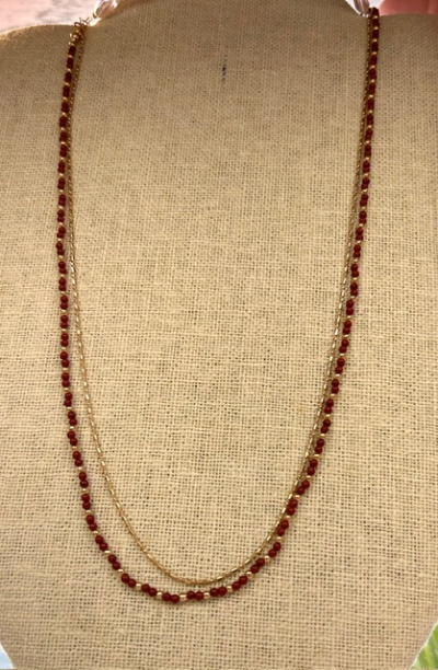 Delicate Gold and Maroon Necklace