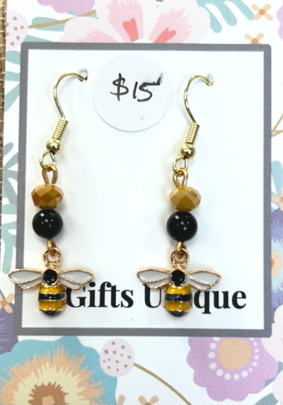 Black and Gold Bee Earrings