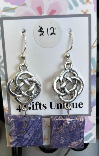 Large Silver Celtic Sugalite Earrings