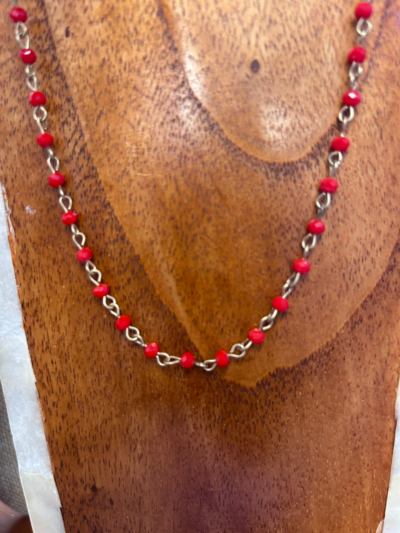 Gold Red Crystal Delicate Necklace
