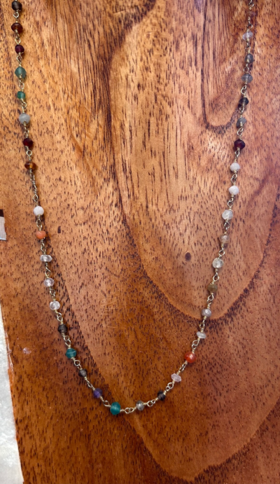 Gold Multi Gemstone Delicate Necklace